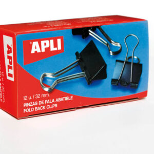 CAJA 12 PINZAS SUJETAPAPELES ABATIBLES - 41 MM - COLOR NEGRO - APLI