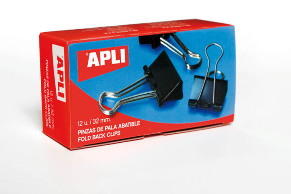 CAJA 12 PINZAS SUJETAPAPELES ABATIBLES - 41 MM - COLOR NEGRO - APLI