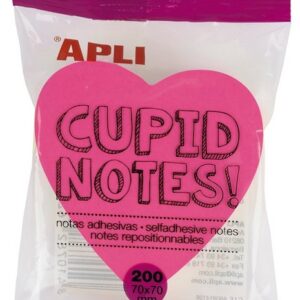 BLOC NOTAS APLI CORAZON BRILLANTE 70 X 70 MM