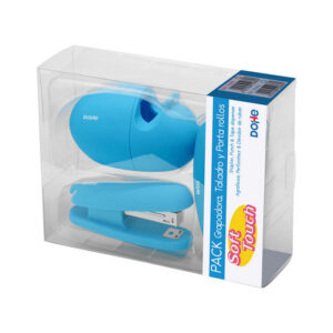 SET GRAPADORA TALADRO Y PORTARROLLOS SOFT TOUCH AZUL