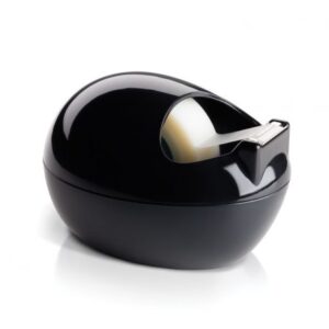 DISPENSADOR PORTA ROLLOS DE CINTA ADHESIVA DE SOBREMESA DISEÑADO POR KARIM COLOR NEGRO + 1 ROLLO SCOTCH MAGIC 19MM X 33M