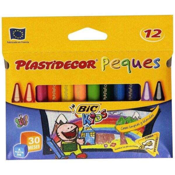 CERAS PLASTIDECOR PARA PEQUES A PARTIR DE 30 MESES - FORMA TRIANGULAR - EXTRALIMPIA - BIC