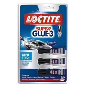 ADHESIVO UNIVERSAL INSTANTANEO LOCTICTE SUPERGLUE-3 MINI TRIO. EN TRES PRACTICOS ENVASES MONODOSIS