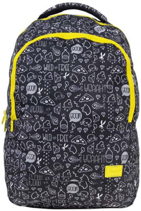 Mochila Escolar MILAN  Graffity , 45 cm, NEGRO AMARILLO.