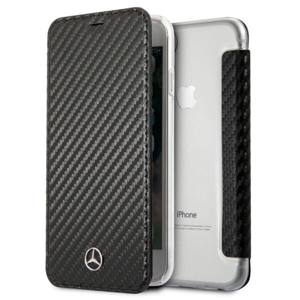 FUNDA CARCASA FLIP IPHONE 6/7/8 MERCEDES CARBON NEGRO