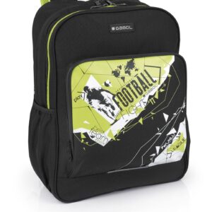 MOCHILA ESCOLAR GABOL ADAPTABLE DERBY FOOTBALL VERDE NEGRO 3 CREMALLERAS