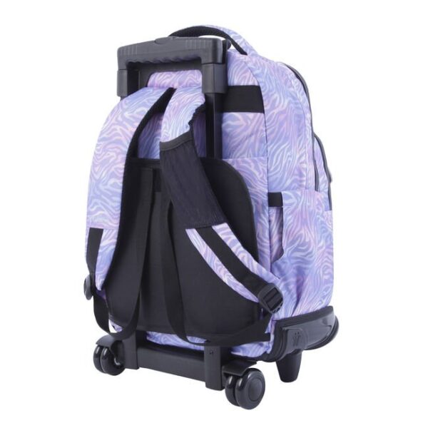 Mochila escolar con ruedas estampado morado cebra - Renglones - Imagen 2