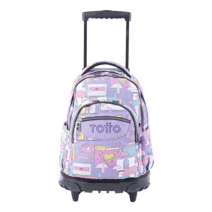 Mochila Totto con ruedas Renglones ciber morado