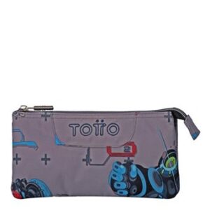 Estuche escolar triple Totto Tablero gris con robots