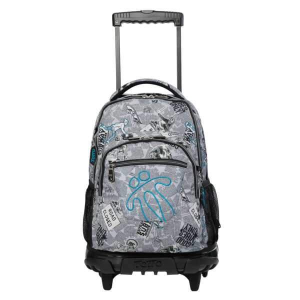 Mochila  Totto con ruedas renglones newspaper