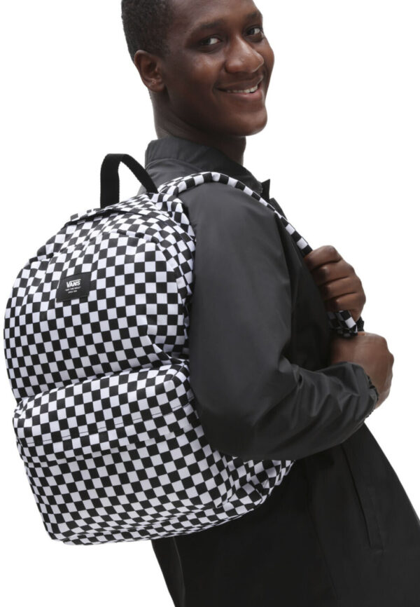 Mochila Vans cuadros blanca y negra